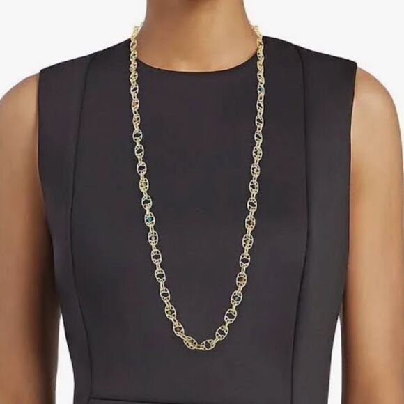 Gas Bijoux Alegria Long Chain Necklace with Semi Precious Stones. EUC - Picture 1 of 8